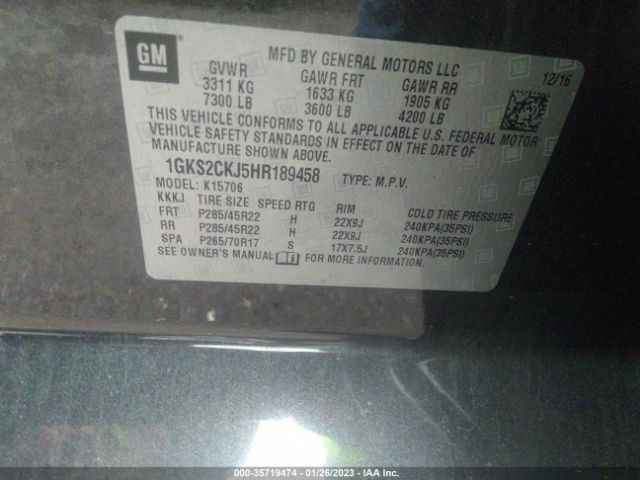 1GKS2CKJ5HR189458 GMC YUKON DENALI