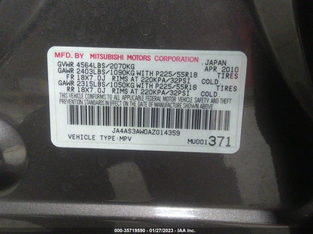 Mitsubishi Outlander Se 2010 JA4AS3AW0AZ014359 Image 10