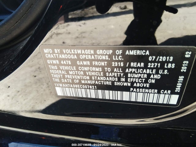 Volkswagen PASSAT S 2014 1VWAH7A38EC007621 Image 9