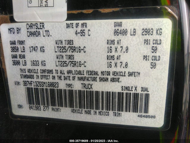Dodge RAM 1500 1995 3B7HF13Z6SM160823 Image 10