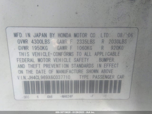 JH4CL969X6C037710 Acura Tsx Navi