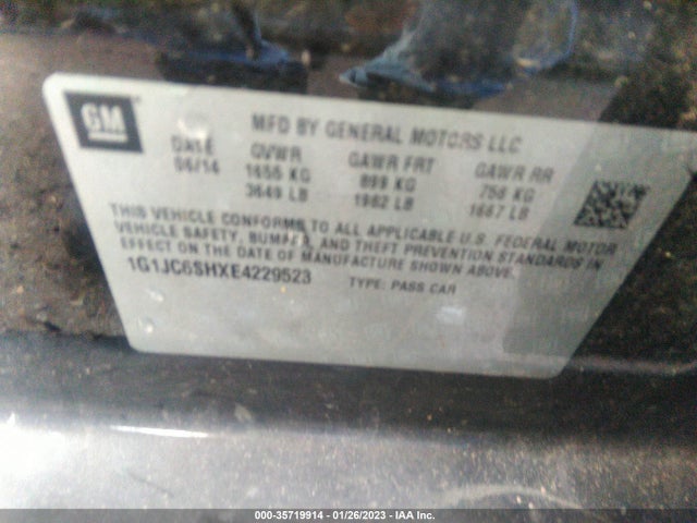 Chevrolet SONIC LT 2014 1G1JC6SHXE4229523 Image 10