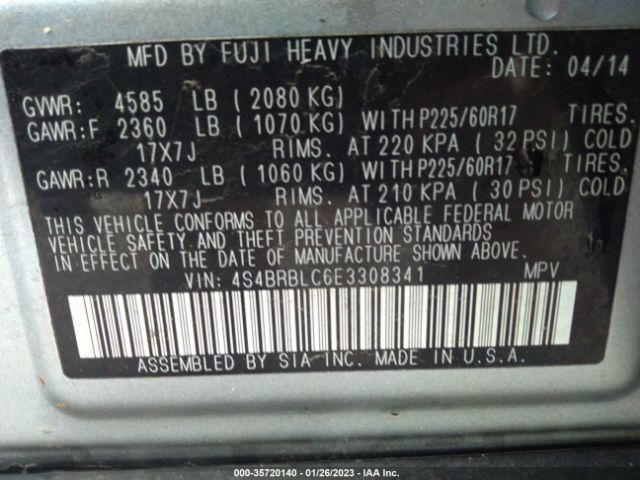 4S4BRBLC6E3308341 Subaru Outback 2.5i Limited