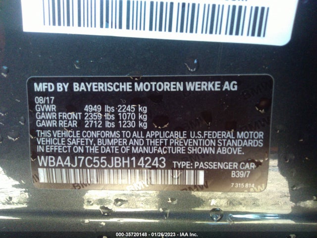 2018 BMW 4 Series, VIN: WBA4J7C55JBH14243