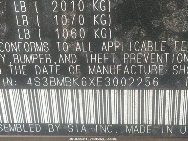 4S3BMBK6XE3002256 Subaru Legacy 2.5i Limited