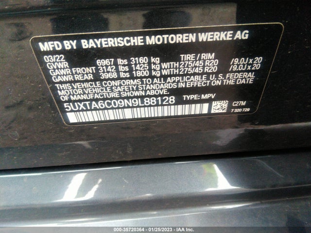 2022 BMW X5, VIN: 5UXTA6C09N9L88128