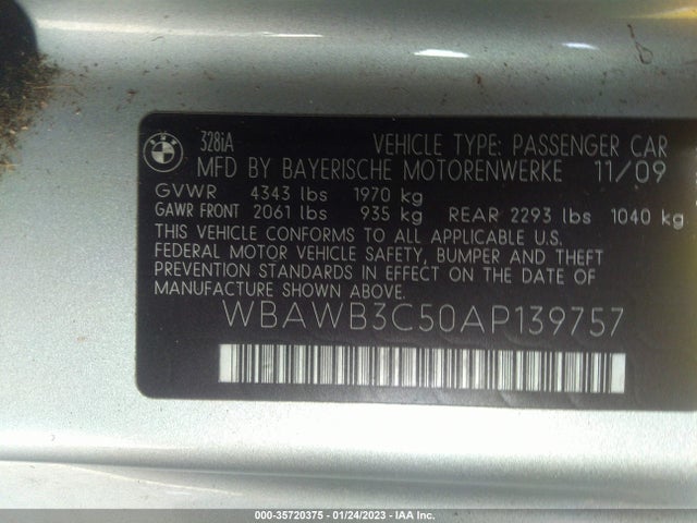 BMW 3 Series 2010 WBAWB3C50AP139757 Image 11
