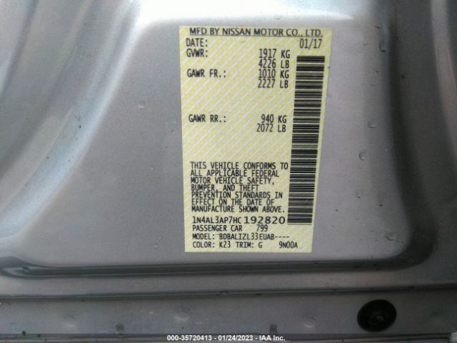 1N4AL3AP7HC192820 Nissan Altima 2.5 Sv