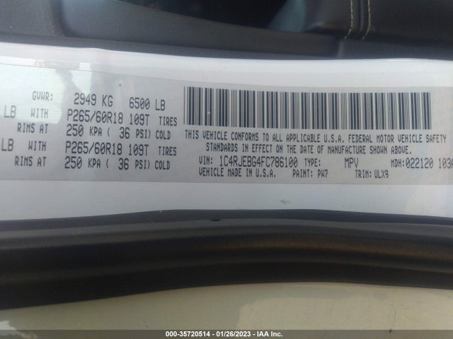 Jeep Grand Cherokee 2015 1C4RJEBG4FC786100 Image 11