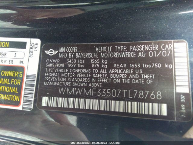 WMWMF33507TL78768 Mini COOPER HARDTOP