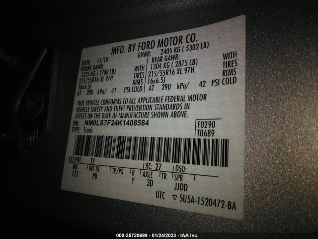 2019 Ford Transit Connect, VIN: NM0LS7F24K1408584