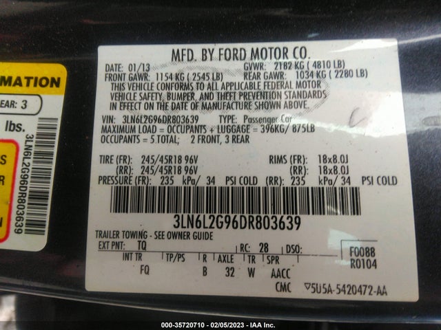 Lincoln MKZ 2013 3LN6L2G96DR803639 Image 10