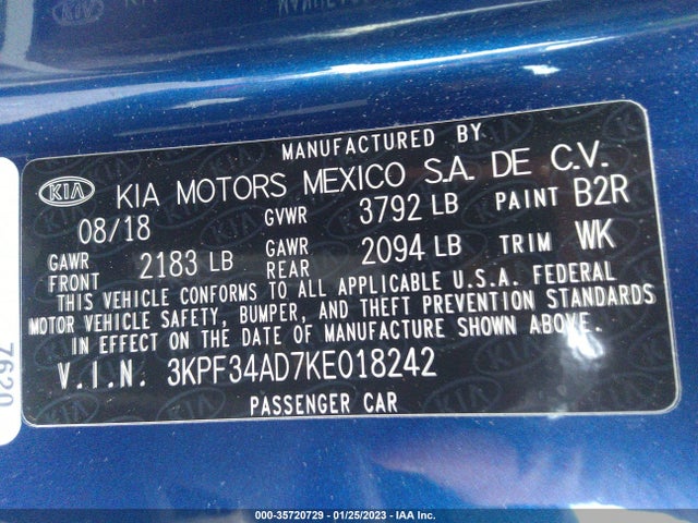 2019 Kia Forte, VIN: 3KPF34AD7KE018242