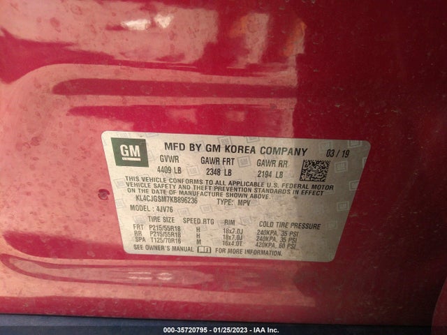 2019 Buick Encore, VIN: KL4CJGSM7KB896236