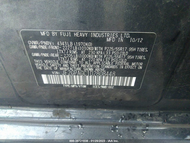 Subaru Xv Crosstrek Limited 2013 JF2GPAGC1D2808448 Image 10
