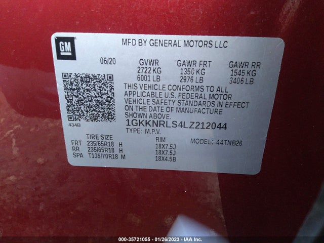 GMC ACADIA SLE 2020 1GKKNRLS4LZ212044 Image 9