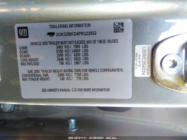 2023 GMC Yukon, VIN: 1GKS2BKD4PR123552