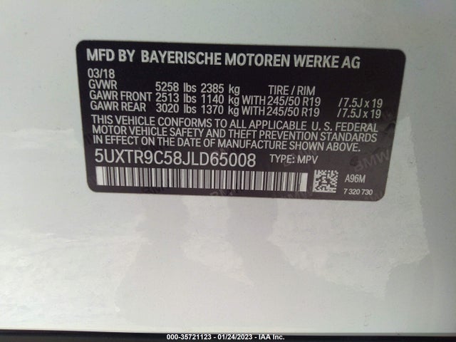 2018 BMW X3, VIN: 5UXTR9C58JLD65008