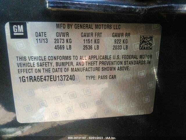 2014 Chevrolet Volt, VIN: 1G1RA6E47EU137240