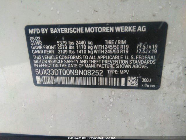 2022 BMW X4, VIN: 5UX33DT00N9N08252