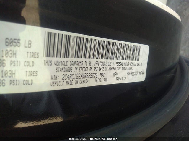 2019 Chrysler Pacifica, VIN: 2C4RC1GGXKR629278