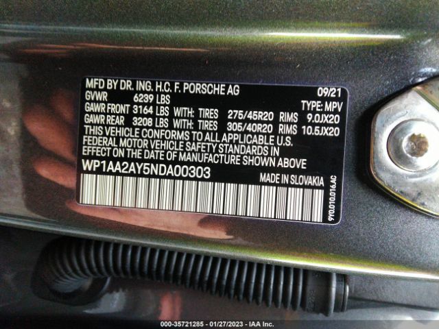 WP1AA2AY5NDA00303 Porsche Cayenne