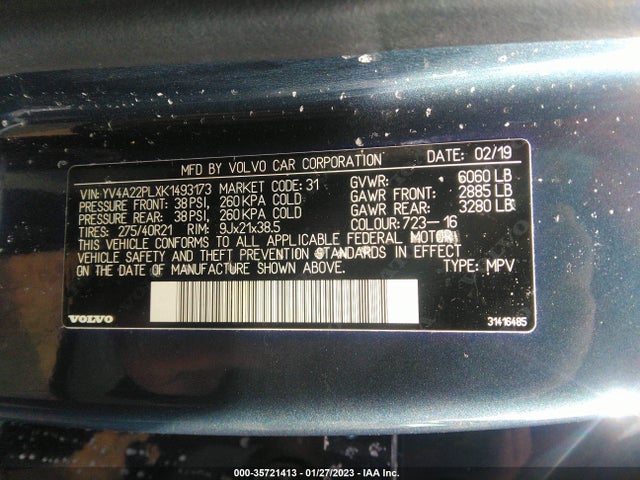 2019 Volvo XC90, VIN: YV4A22PLXK1493173