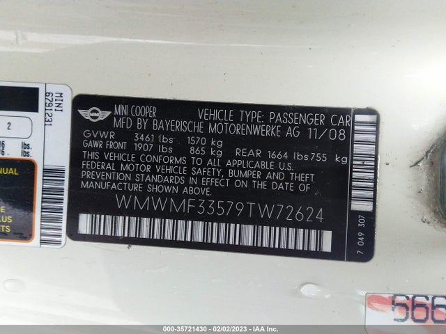 WMWMF33579TW72624 Mini COOPER HARDTOP