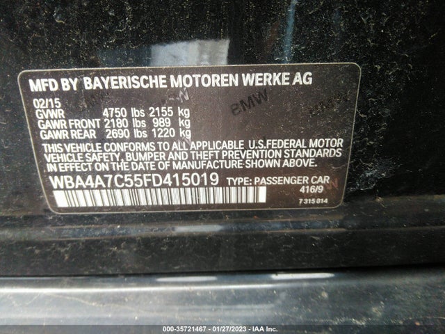 2015 BMW 4 Series, VIN: WBA4A7C55FD415019