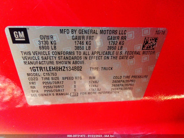 GMC SIERRA 1500 2017 1GTR1LEH8HZ134802 Image 9