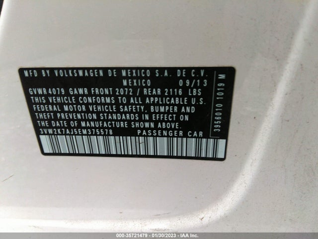 3VW2K7AJ5EM375578 Volkswagen Jetta Sedan S