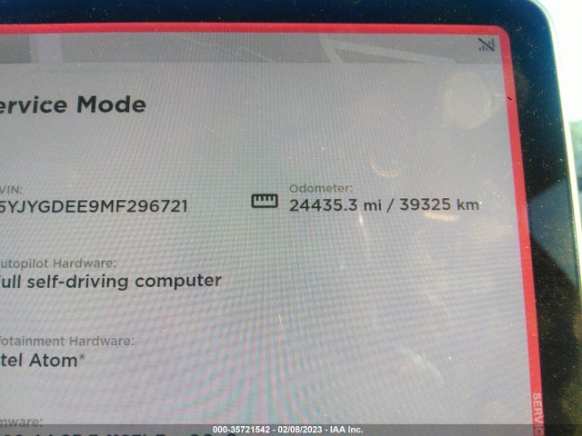 5YJYGDEE9MF296721 Tesla Model Y Long Range