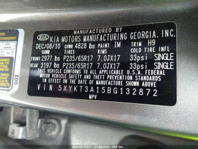 5XYKT3A15BG132872 KIA SORENTO LX