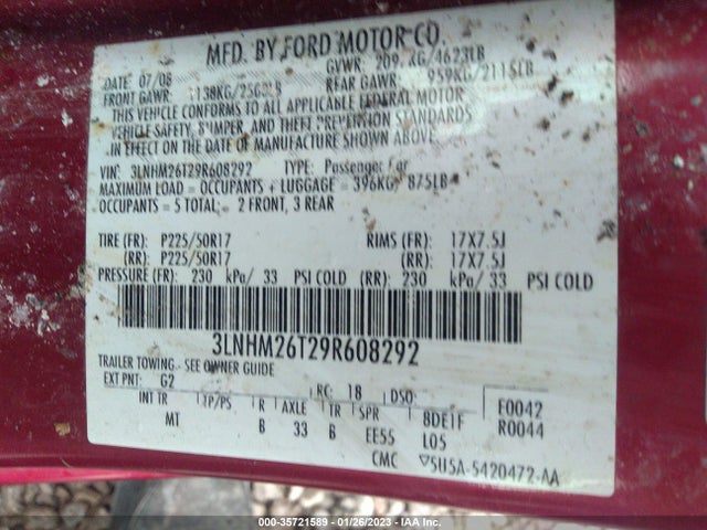 Lincoln MKZ 2009 3LNHM26T29R608292 Image 14