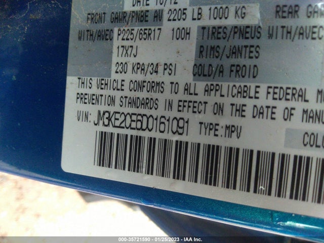 2013 MAZDA CX-5 TOURING VIN: JM3KE2CE6D0161091