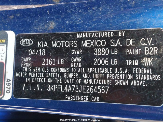 KIA FORTE S 2018 3KPFL4A73JE264567 Image 11