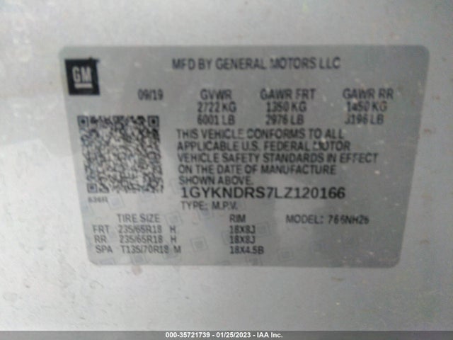 2020 Cadillac XT5, VIN: 1GYKNDRS7LZ120166