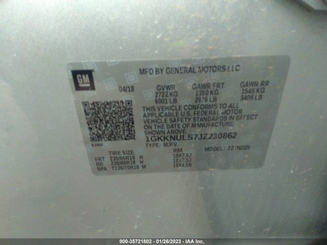 GMC ACADIA SLT 2018 1GKKNULS7JZ230862 Image 9