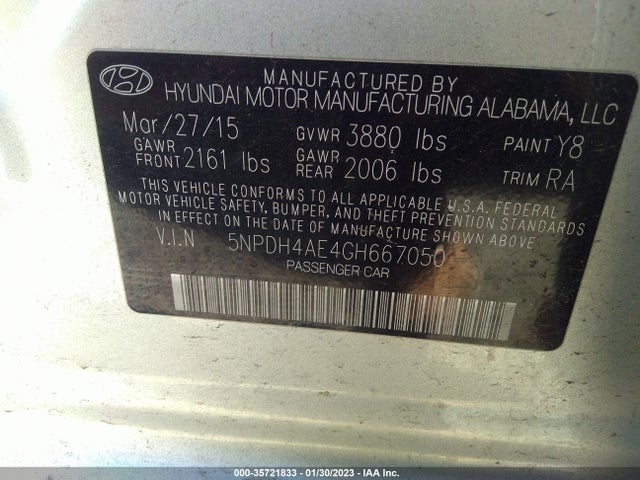Hyundai dohc mpi nu 2016 5NPDH4AE4GH667050 Image 21