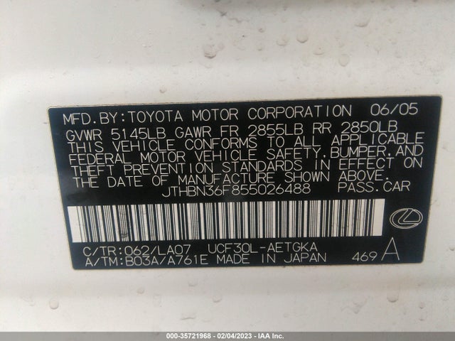 Lexus LS 430 2005 JTHBN36F855026488 Image 9