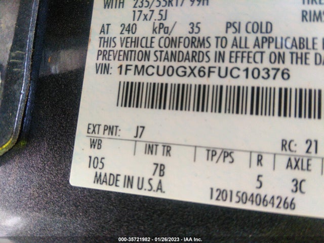 2015 Ford Escape, VIN: 1FMCU0GX6FUC10376