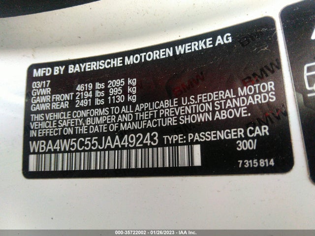 2018 BMW 4 Series, VIN: WBA4W5C55JAA49243