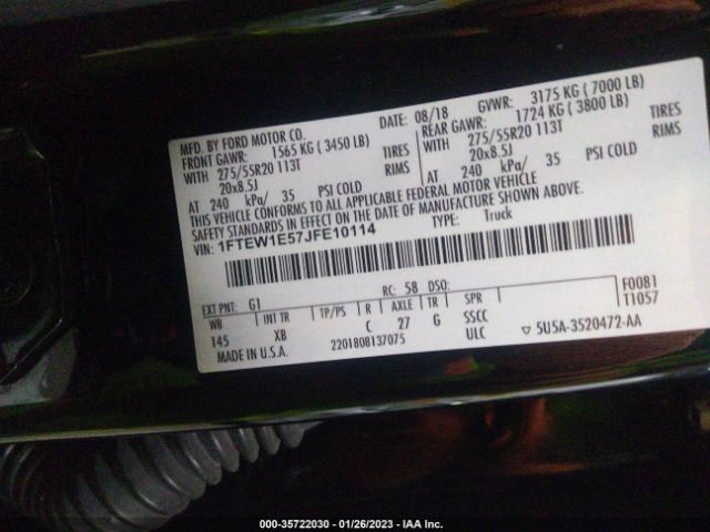 1FTEW1E57JFE10114 Ford F-150 Xl/xlt/lariat