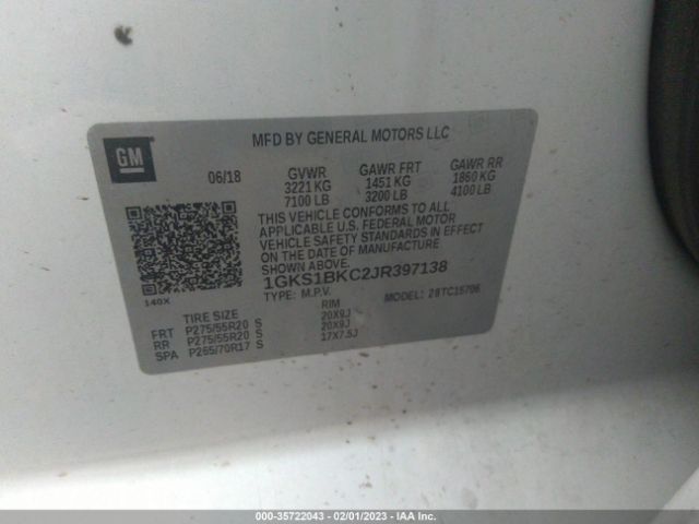 1GKS1BKC2JR397138 GMC YUKON SLT