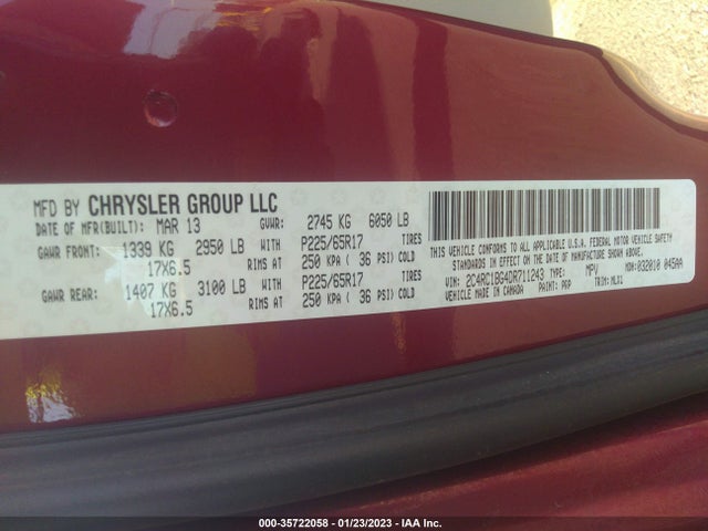 2C4RC1BG4DR711243 Chrysler Town & Country Touring