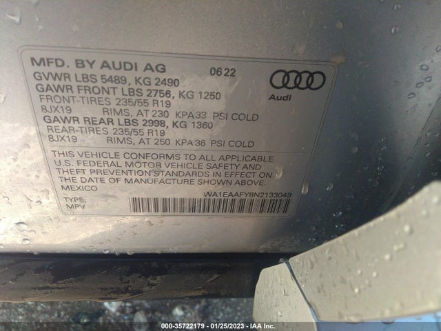 WA1EAAFY8N2133049 Audi Q5 S Line Premium Plus