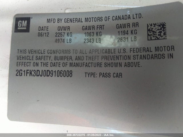 2013 CHEVROLET CAMARO SS VIN: 2G1FK3DJ0D9106008