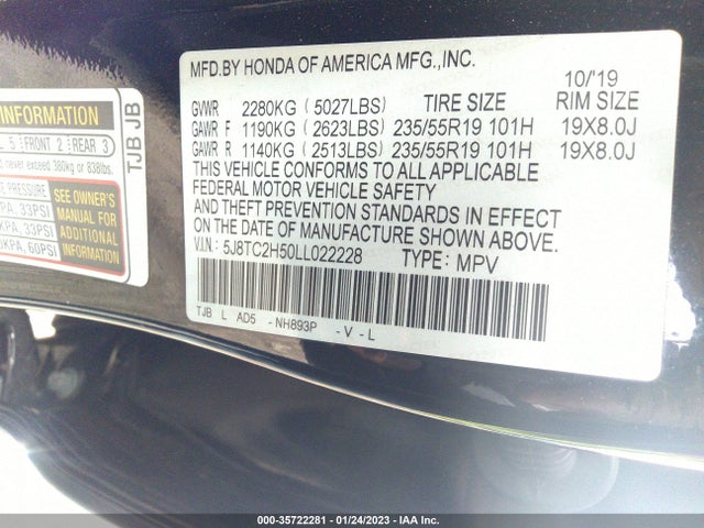 2020 Acura RDX, VIN: 5J8TC2H50LL022228
