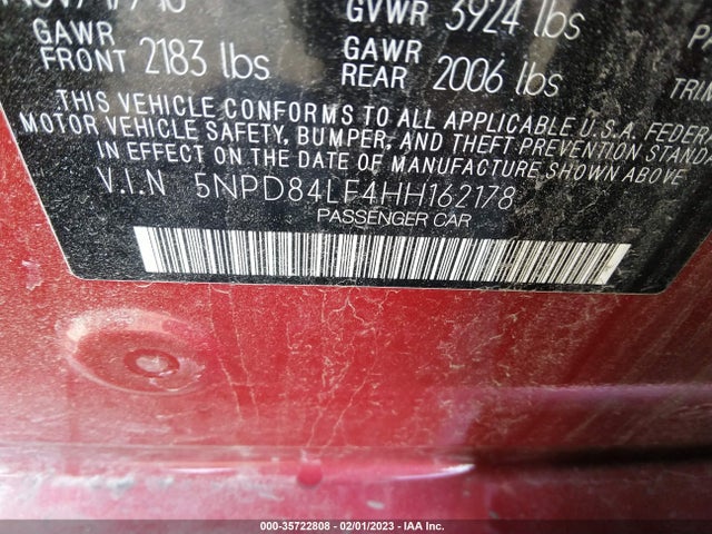 2017 HYUNDAI ELANTRA VALUE EDITION VIN: 5NPD84LF4HH162178