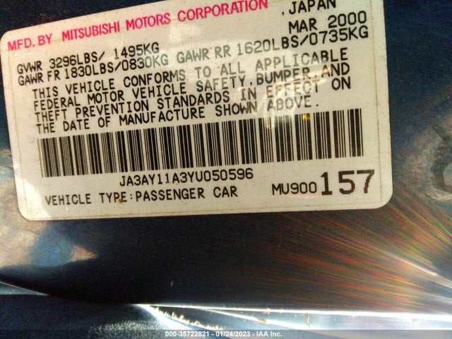 JA3AY11A3YU050596 Mitsubishi MIRAGE DE